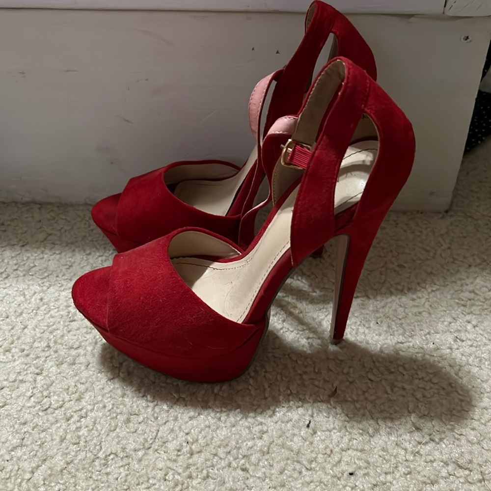 Size- 7 1/2, Brand- Kayleen by Los Angeles, 6-inch heel, red